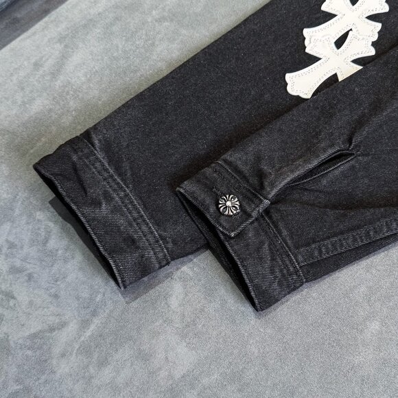 Chrome Hearts Cross Leather Black and White Denim Jacket - Picture 9 of 9